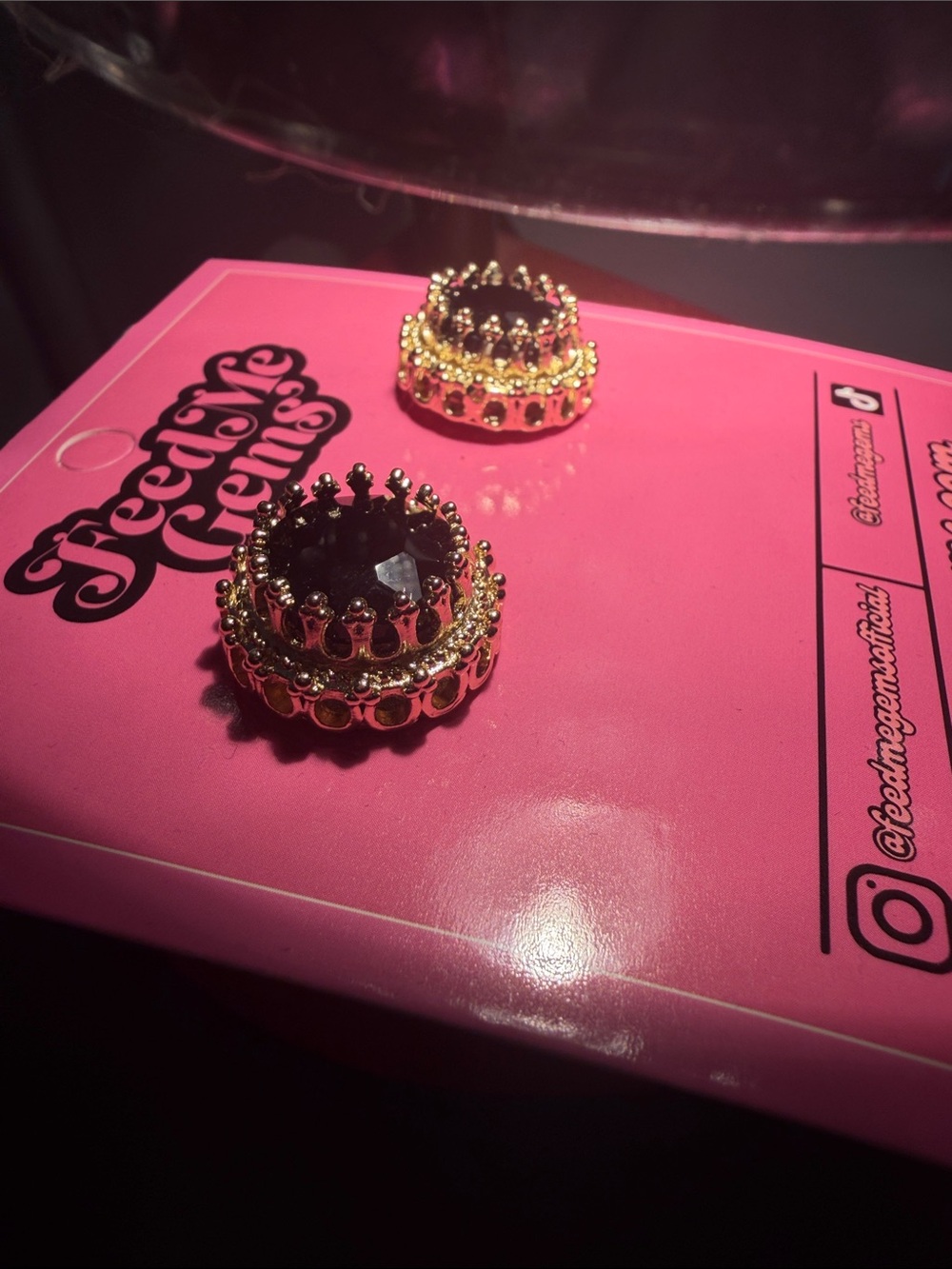 New Feed Me Gems Black Onyx Queen Studs - Picture 4 of 8